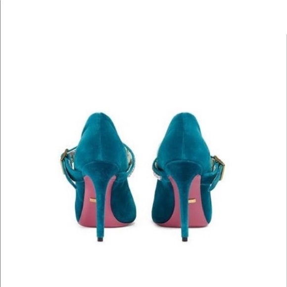 Authentic NEW GUCCI velvet Crystal Sylvia heels - Picture 5 of 8